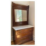 VICTORIAN EASTLAKE STYLE MARBLE TOP DRESSER