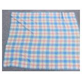 AYERS PURE VIRGIN WOOL CHECK PINK & BLUE BLANKET