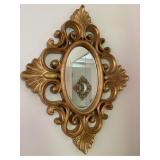 HOLLYWOOD REGENCY STYLE OVAL GOLD GILT MIRROR