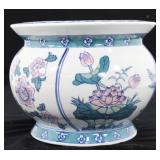 CHINESE FLORAL HANDPAINTED FISH BOWL PLANTER