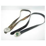2 LEATHER BELTS W/ FAUX STONE INSERT & 'N' BUCKLES