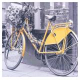 YELLOW UTILITY BICYCLE GICLEE ON CANVAS