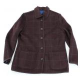 TABI BROWN & BLUE CHECK WOOL BUTTON JACKET (M)