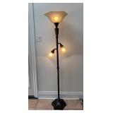 3 LIGHT TORCHIERE FLOOR LAMP WITH SCALLOPED SHADE