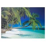 'WHITE SAND BEACH OF THE MALDIVES' MOUNTED PRINT