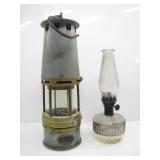 ARRAS SAFETY LAMP & UNMARKED OIL LAMP