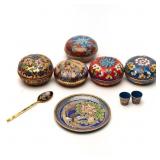 ASSORTED CHINESE CLOISONNï¿½ ENAMEL TABLEWARE