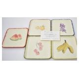 FIVE CARDBOARD COASTERS