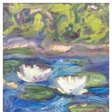 LISA HUNTER WATER LILIES OIL PAINTING