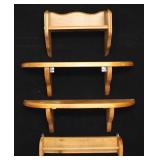 WOODEN HANGING WALL SHELVES & TOWEL RACK