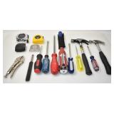 ASSORTED LOT OF TOOLS, HAMMERS, SCREWDRIVERS