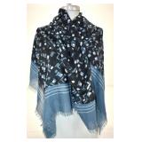 BLUE GEOMETIRC SHAWL / SCARF
