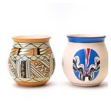 TWO HAND-PAINTED POTTERY VASES