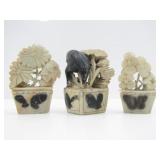 3 SMALL HANDCARVED STONE STATUES