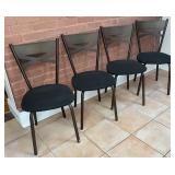 4 METAL X-BACK UPHOLSTERED DINING SIDE CHAIRS