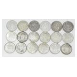 18 CANADIAN CIRCULATED .800 SILVER 50-CENT COINS