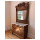 VICTORIAN EASTLAKE STYLE MARBLE TOP DRESSER WITH