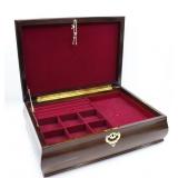 LOCKING SILVERWARE/JEWELRY LINED STORING CHEST