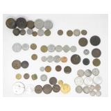 COLLECTION OF INTERNATIONAL SILVER/MISC COINS 68g