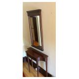 MAHOGANY DEMILUNE CONSOLE TABLE 1 DRAWER & MATCHIN
