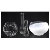 GLASS MOOSIER & PGC BUD & ROUND BOWL VASES