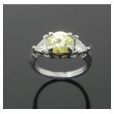 GREEN CRYSTAL INSERT SILVER TONE RING