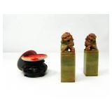 JADE HEIRLOOM SEALS W/ CINNABAR PASTE