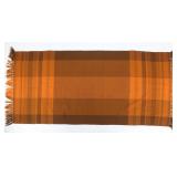 ORANGE CHECK WOOL TASSLE SCARF