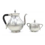 DUTCH ROYAL HOLLAND PEWTER TEAPOT & SUGAR BOWL