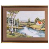 M. BOTTRILL EMBROIDERED NEEDLEPOINT LANDSCAPE