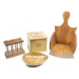 WOOD COFFEE BOX, WALL MOUNT, NAPKIN HOLDER, BOWL