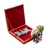 CHINESE SANCAI HORSE AND MARBLED STONE BRUSH REST