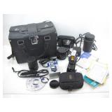 MINOLTA HI-MATIC 7S CAMERA + CASE, MISC ACCESORIES