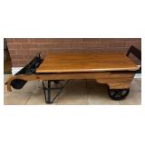 ANTIQUE REFREW GRAIN SCALE COFFEE TABLE, CAST IRON