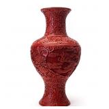 CHINESE CARVED CINNABAR RED LAQUER VASE
