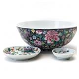 CHINESE FAMILLE NOIRE & FAMILLE ROSE BOWLS