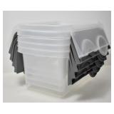 FOUR CLEAR RECTANGULAR STORAGE BINS
