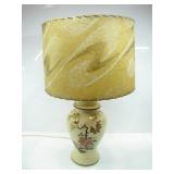 CERAMIC PERCHED BIRDS & FLOWERS VASE TABLE LAMP