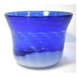 HANDBLOWN BLUE & WHITE ART GLASS VASE
