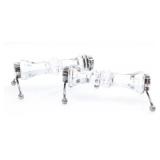 PAIR STERLING & CRYSTAL CUT UTENSIL RESTS 3'