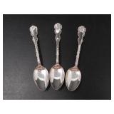 3 PW ELLIS & CO STERLING SILVER TEASPOONS 65.7g