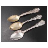 THREE STERLING SILVER SOUVENIR TEASPOONS 74g