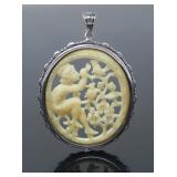EARLY 20TH C. STERLING SILVER & IVORY PENDANT 5.1g