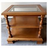 ROXTON MAPLE SIDE TABLE W/BEVELED GLASS TOP INSET