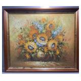 OIL ON CANVAS 'SUNFLOWERS' SIGNED BOTTOM RIGHT