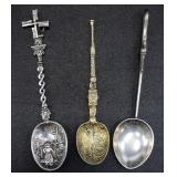 3 SILVER SOUVENIR DEMITASSE SPOONS 32.87g