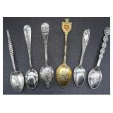 6 ASSTD STERLING SILVER SOUVENIR SPOONS 62g