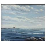 M. KINSMAN COASTAL SEASCAPE ACRYLIC PAINTING