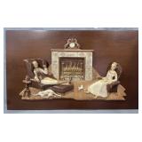 MOUNTED WALL SCULPTURE FEATURING A COUPLE AT REST