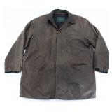 DANIER BROWN LEATHER BUTTON UP MEN'S COAT (L)